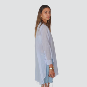 Tensione in maxi camicia coreana spacchi laterali 100% cotone Art C6971