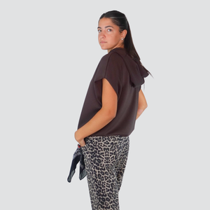 Haveone felpa over  smanicata con cappuccio e spallini Art FMA-P024