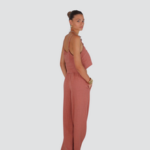 Carica l&#39;immagine nel visualizzatore di Gallery, Vicolo completo lino top pantalone elastico vita 55% lino 45% viscosa Art TD3091
