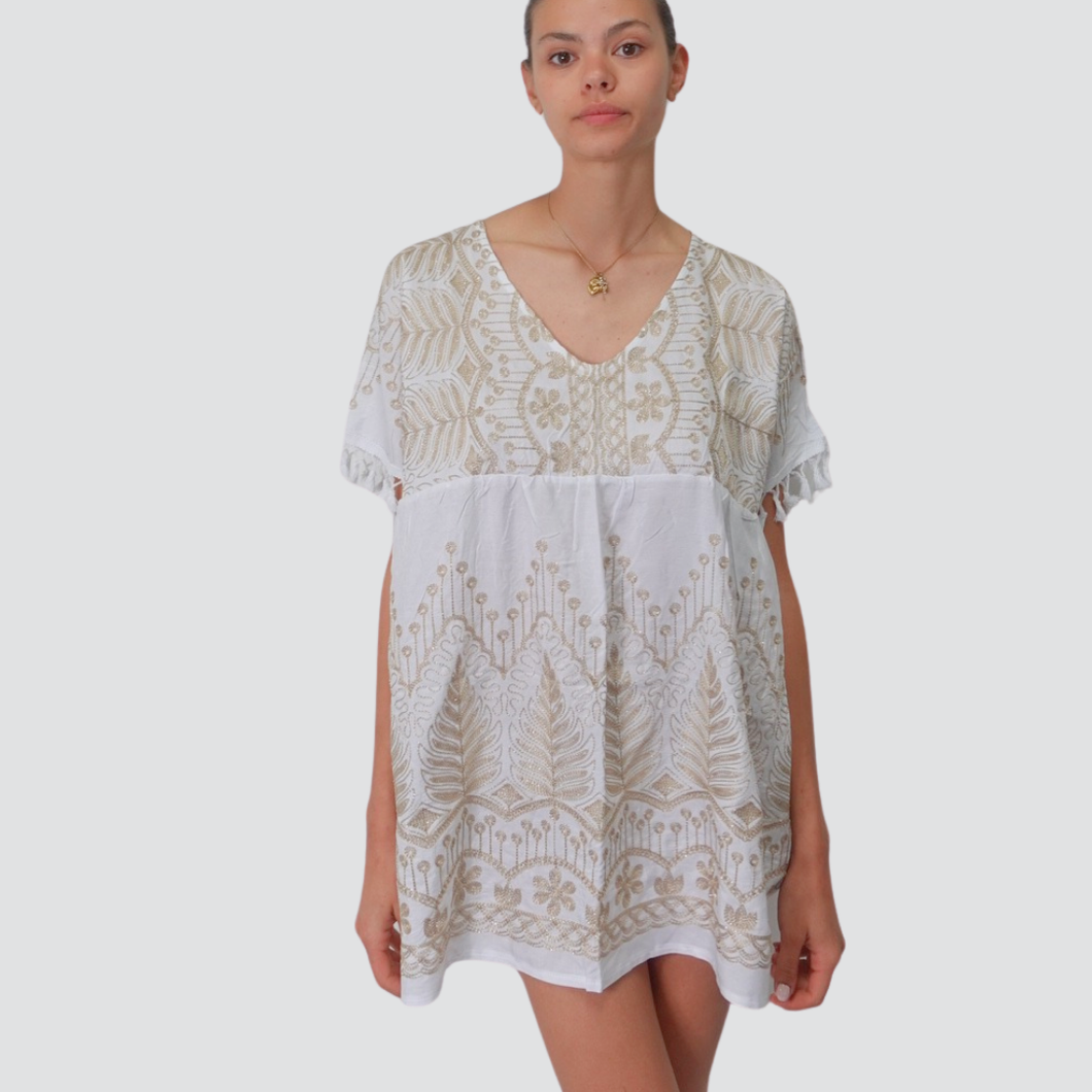 Susy mix kaftano ricami oro 70% cotone 30% viscosa Art LR2405