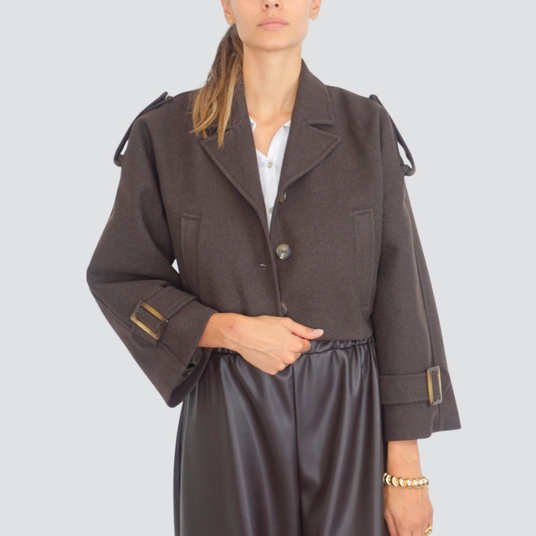 Vicolo cappotto moro crop foderato Art TF1179