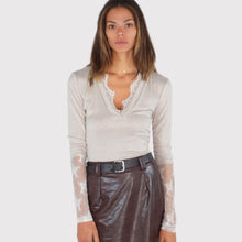 Carica l'immagine nel visualizzatore di Gallery, Haveone maglia over scollo V con pizzo 49% viscosa Art MMA-R277
