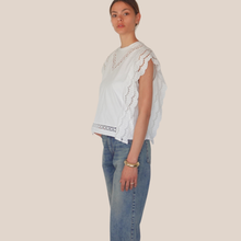 Carica l'immagine nel visualizzatore di Gallery, Philia Loft t-shirt bordi pizzo 100% cotone Art D02E0889

