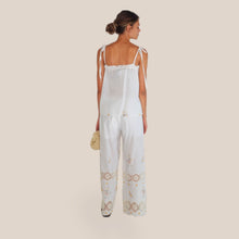 Carica l'immagine nel visualizzatore di Gallery, Haveone pantalone palazzo ricamo e pizzo 95% cotone Art PMA-Q560
