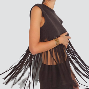 Tensione in maglia lana con frange Art W25M136