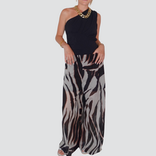 Carica l&#39;immagine nel visualizzatore di Gallery, Vicolo pantalone fantasia palazzo elastico vita 100% cotone Art TD3238
