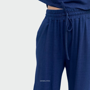 Pantalone felpa gamba ampia elatico vita 98% cotone