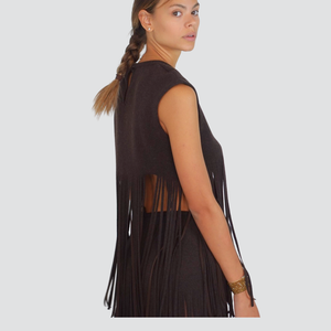 Tensione in maglia lana con frange Art W25M136