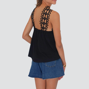 Tensione in top spallino incrociato passamaneria 100% cotone Art 37124