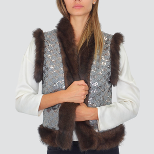 Dixie giacca gilet paillette profili eco-pelliccia Art LAHAKCG