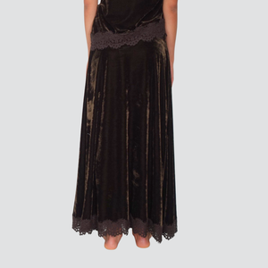 Haveone gonna lunga ciniglia moro con spacco pizzo e doppia cintura Art GMA-P113
