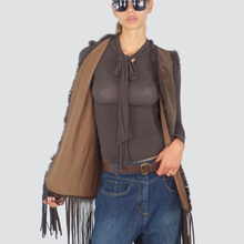 Carica l&#39;immagine nel visualizzatore di Gallery, Dixie gilet suede bordi pelliccia fondo frange foderato Art LAGZKCS
