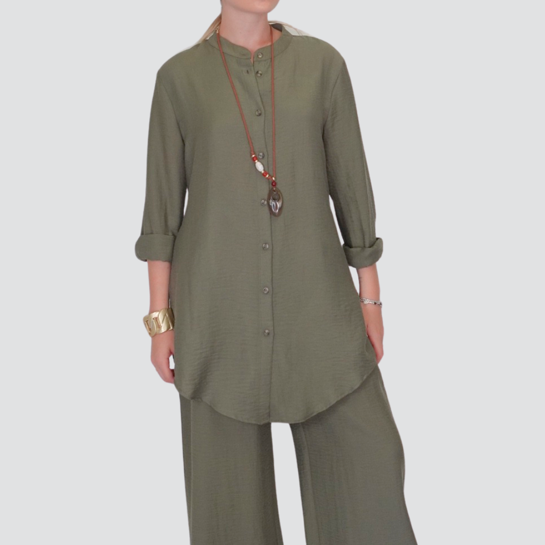 Vicolo camicia over con collana 55% viscosa 23% lino Art TD2857
