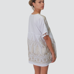 Susy mix kaftano ricami oro 70% cotone 30% viscosa Art LR2405