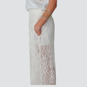 Tensione in pantalone pizzo gamba ampia elastico vita Art S25PF35