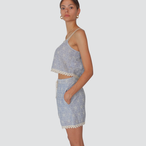 Vicolo completo top bermuda pizzo e sangallo 100% cotone Art TD3075