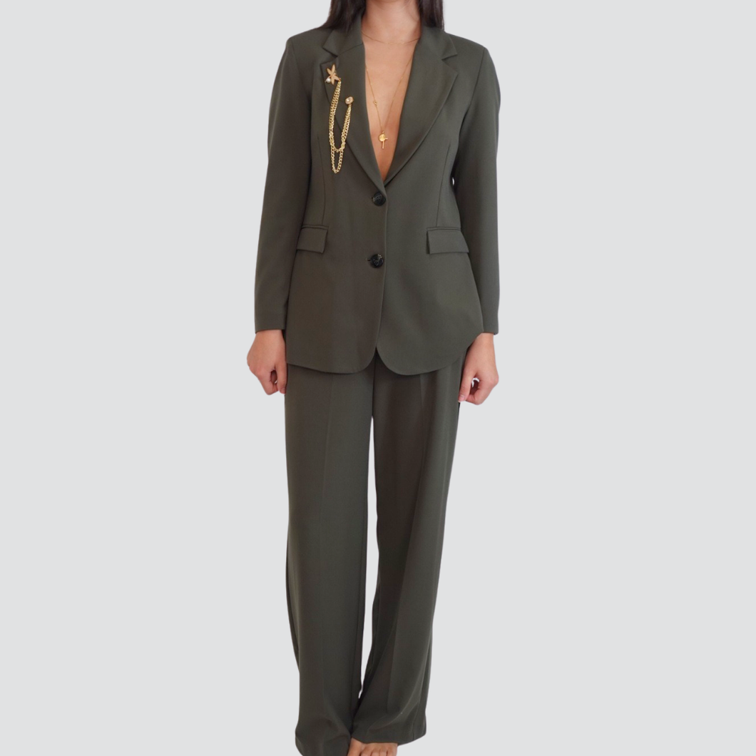 Tensione in pantalone palazzo con cintura elastico retro 33% viscosa Art 26P1046