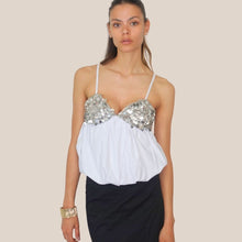 Carica l'immagine nel visualizzatore di Gallery, Tensione in top elastico fondo con paillettes 50% cotone Art PE260200
