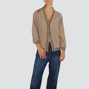 Dixie giacca cardigan effetto ciniglia con bande laterali riga lurex foderato Art VAD0YFC