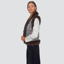 Carica l&#39;immagine nel visualizzatore di Gallery, Dixie giacca gilet paillette profili eco-pelliccia Art LAHAKCG
