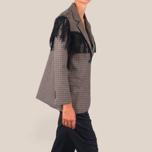 Carica l'immagine nel visualizzatore di Gallery, Vicolo blazer foderato over scozzese con frange 34% viscosa Art TAC1124
