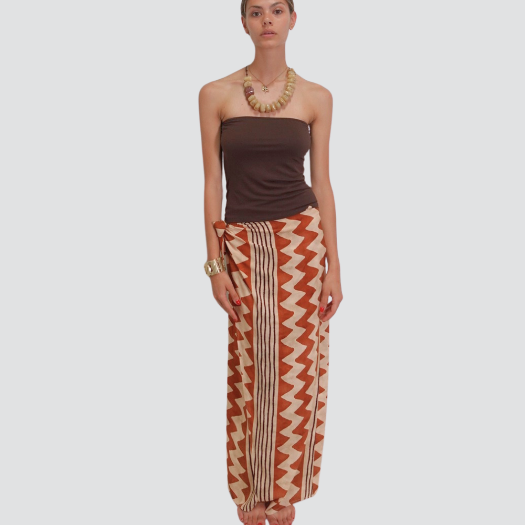 Haveone completo top fascia più gonna pareo fantasia 100% cotone Art HMA-N032