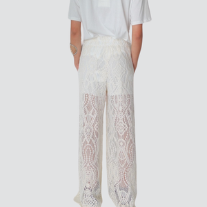 Tensione in pantalone pizzo gamba ampia elastico vita Art S25PF35