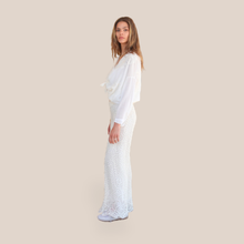 Carica l'immagine nel visualizzatore di Gallery, Tensione in pantalone palazzo macramè elastico vita 87% cotone Art P865
