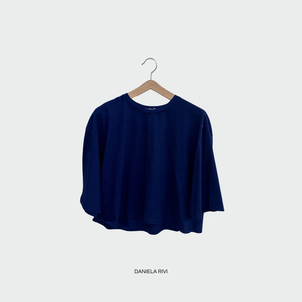 Blusa over in felpa manica 3/4 98% cotone