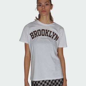 Haveone t-shirt scritta velluto Brooklyn 100% cotone Art TSE-M034