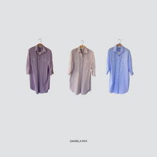 Carica l&#39;immagine nel visualizzatore di Gallery, Vicolo abito camicia rigatura doppio taschino  fine 68% cotone Art TD3070
