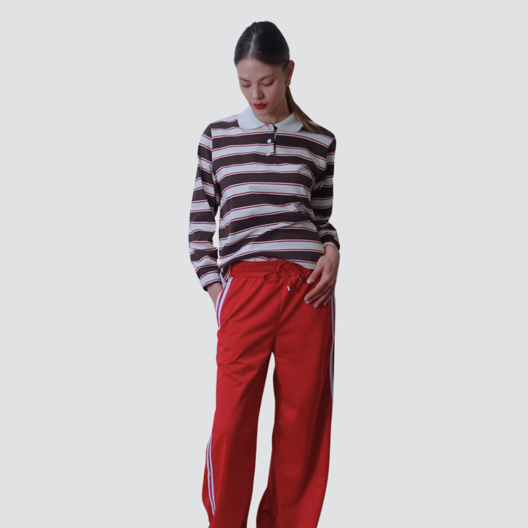 Vicolo pantalone gamba ampia banda laterale poliestere Art TD1028