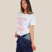Carica l'immagine nel visualizzatore di Gallery, Susy Mix t-shirt over stampa MEGLIO SOLE CHE NUVOLE 100% cotone Art TSH62
