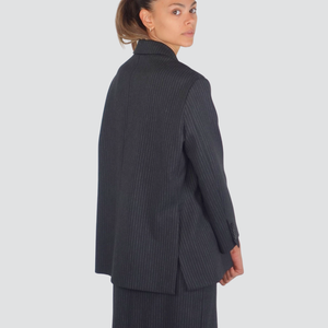 Vicolo blazer over gessato foderato spacchi laterali 32% viscosa Art TF1612