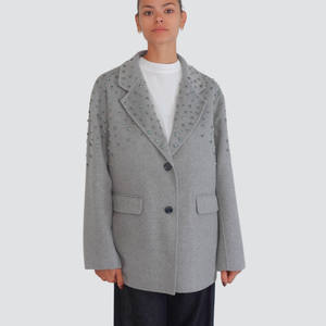 Haveone cappotto oversize Hand Made mono petto con strass 51% lana