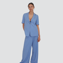 Carica l&#39;immagine nel visualizzatore di Gallery, Tensione in pantalone gamba ampia con cintura 60% viscosa 40% lino Art 25P7702
