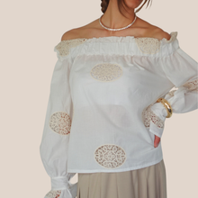 Carica l'immagine nel visualizzatore di Gallery, Philia Loft camicia shiffer inserti pizzo 100% cotone Art V02F0792
