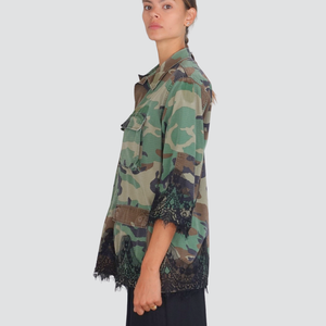 Tensione in giacca militare over con dettagli pizzo 100% cotone Art 37606