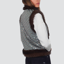 Carica l&#39;immagine nel visualizzatore di Gallery, Dixie giacca gilet paillette profili eco-pelliccia Art LAHAKCG
