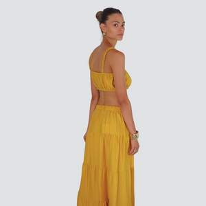 Vicolo completo top crop con gonna balze elastico vita 85% viscosa Art TD3080