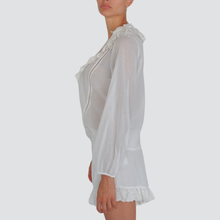 Carica l&#39;immagine nel visualizzatore di Gallery, Tesnsione in camicia scollo V con sangallo 100% cotone Art 37174

