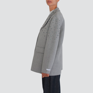 Haveone cappotto oversize Hand Made mono petto con strass 51% lana