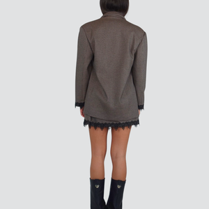 Vicolo mini gonna pied de poule con pizzo 34% viscosa Art TF1473