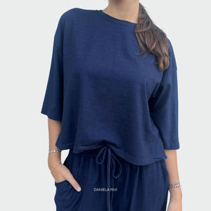 Blusa over in felpa manica 3/4 98% cotone