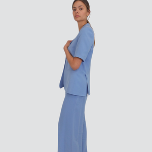 Tensione in pantalone gamba ampia con cintura 60% viscosa 40% lino Art 25P7702