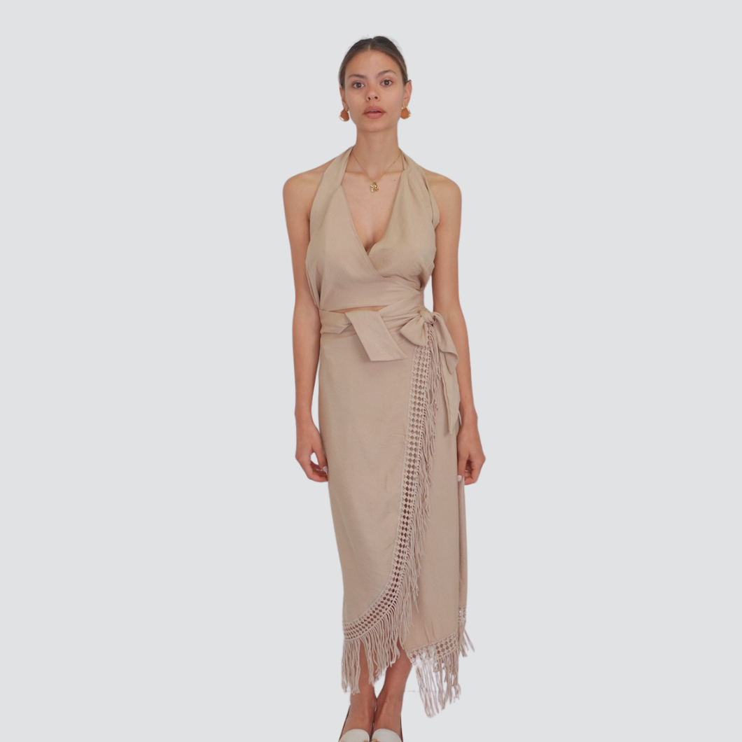 Haveone gonna lunga portafoglio con frange 85% viscosa Art GMA-N159