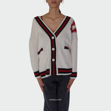 Carica l&#39;immagine nel visualizzatore di Gallery, Haveone cardigan over intarsio con lettera Art MPQ-M106
