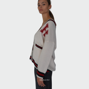 Haveone cardigan over intarsio con lettera Art MPQ-M106