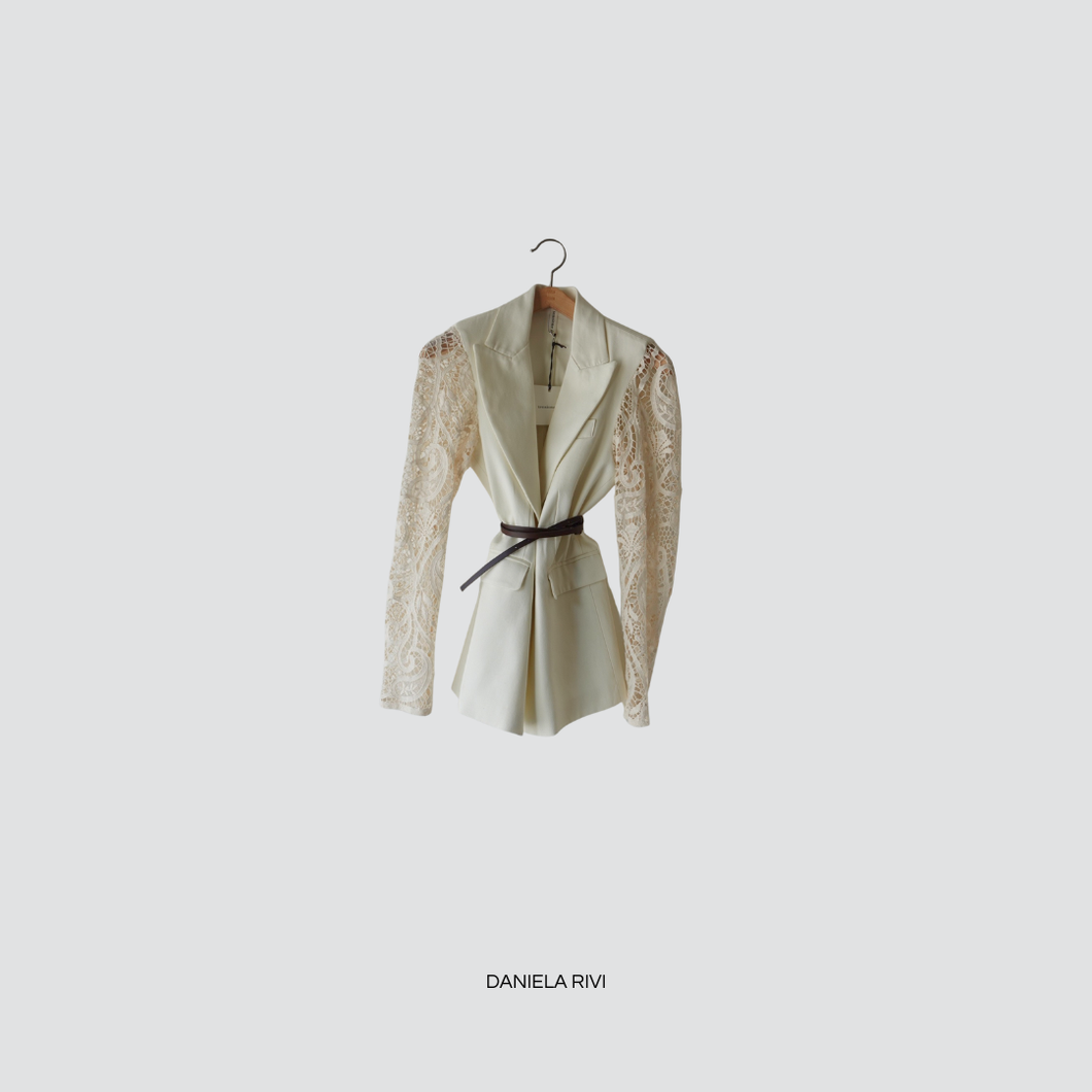 Tensione in blazer con manica pizzo con cintura 100% cotone Art S25J986