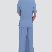 Carica l&#39;immagine nel visualizzatore di Gallery, Tensione in pantalone gamba ampia con cintura 60% viscosa 40% lino Art 25P7702
